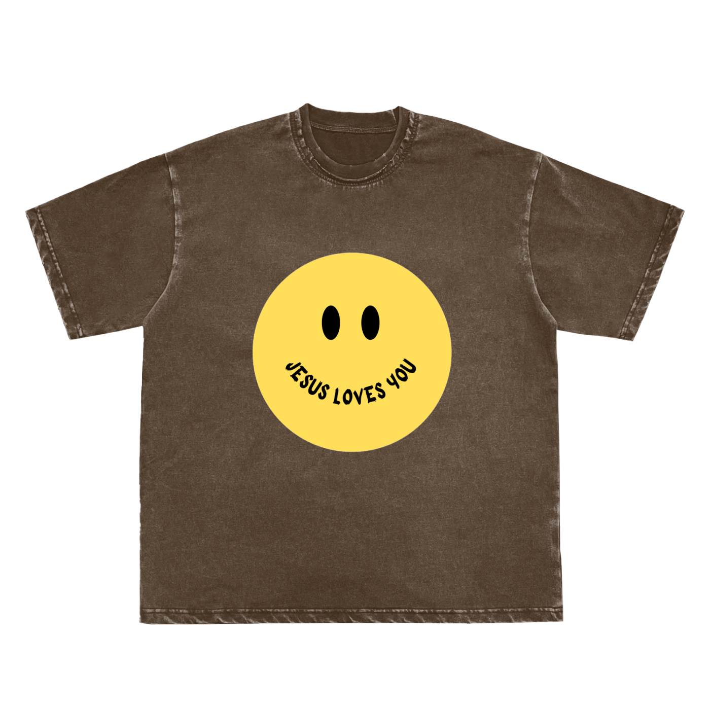 Snow Washed Raw-Edge Neckline T-Shirt