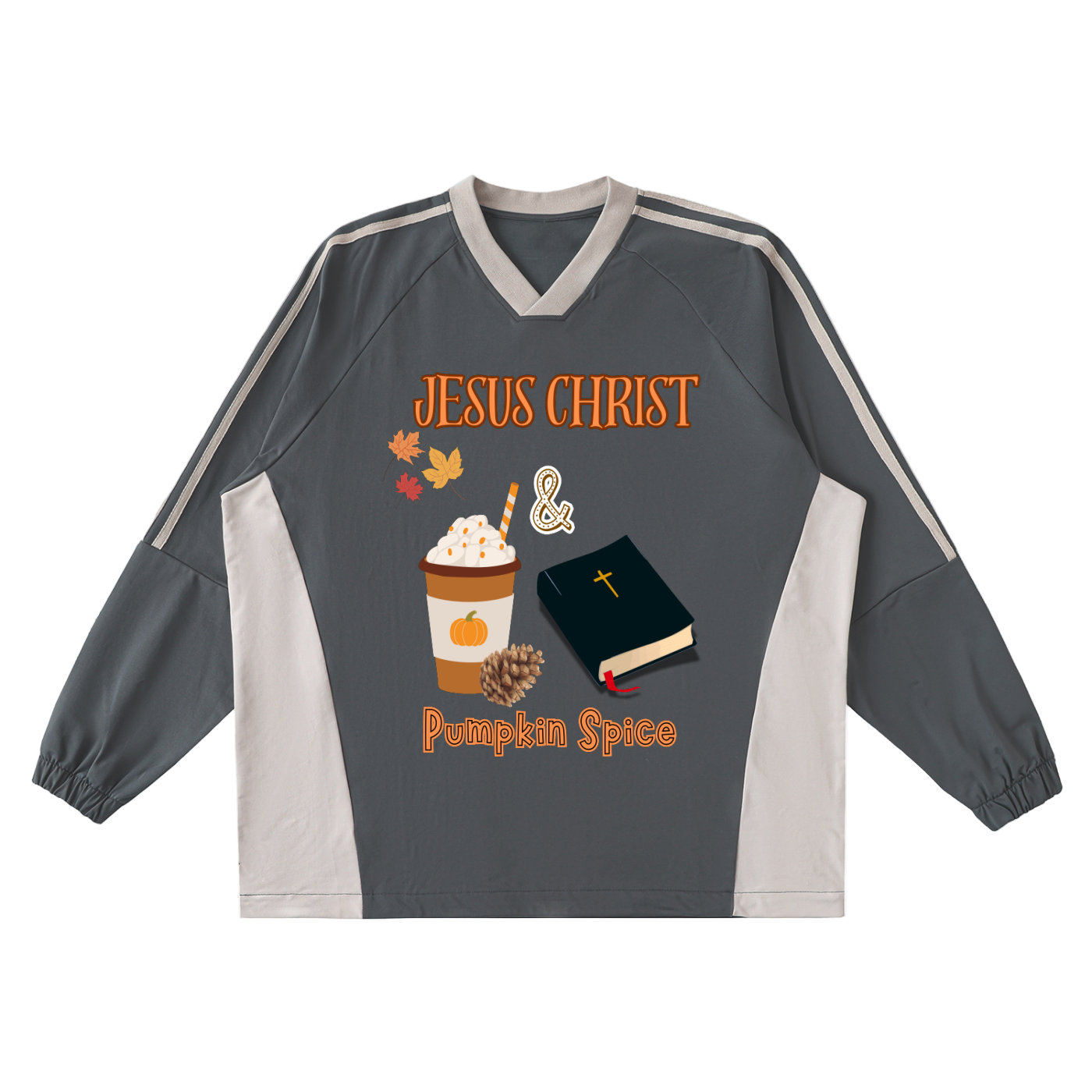 Jesus Christ and Pumpkin Spice Jersey Crew Pullover