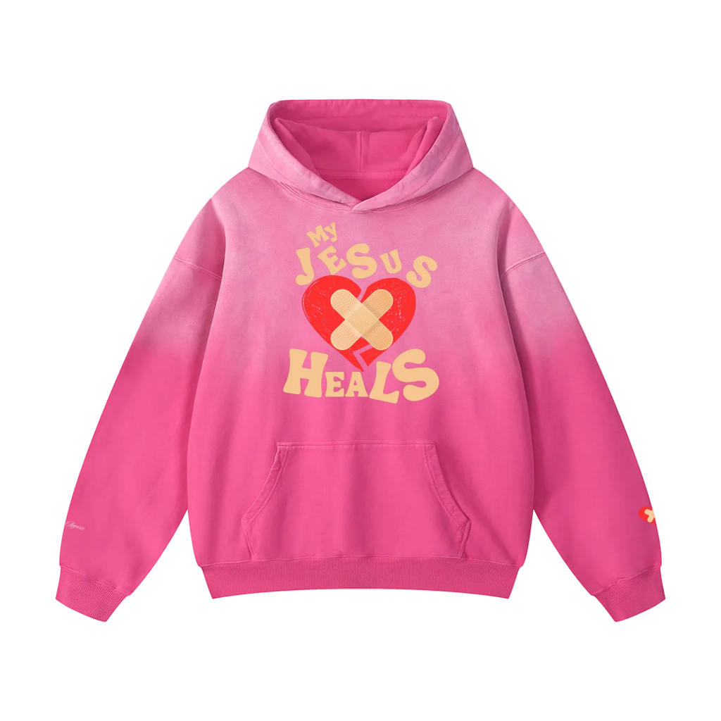 My Jesus Heals Sunfaded Oversized Hoodie