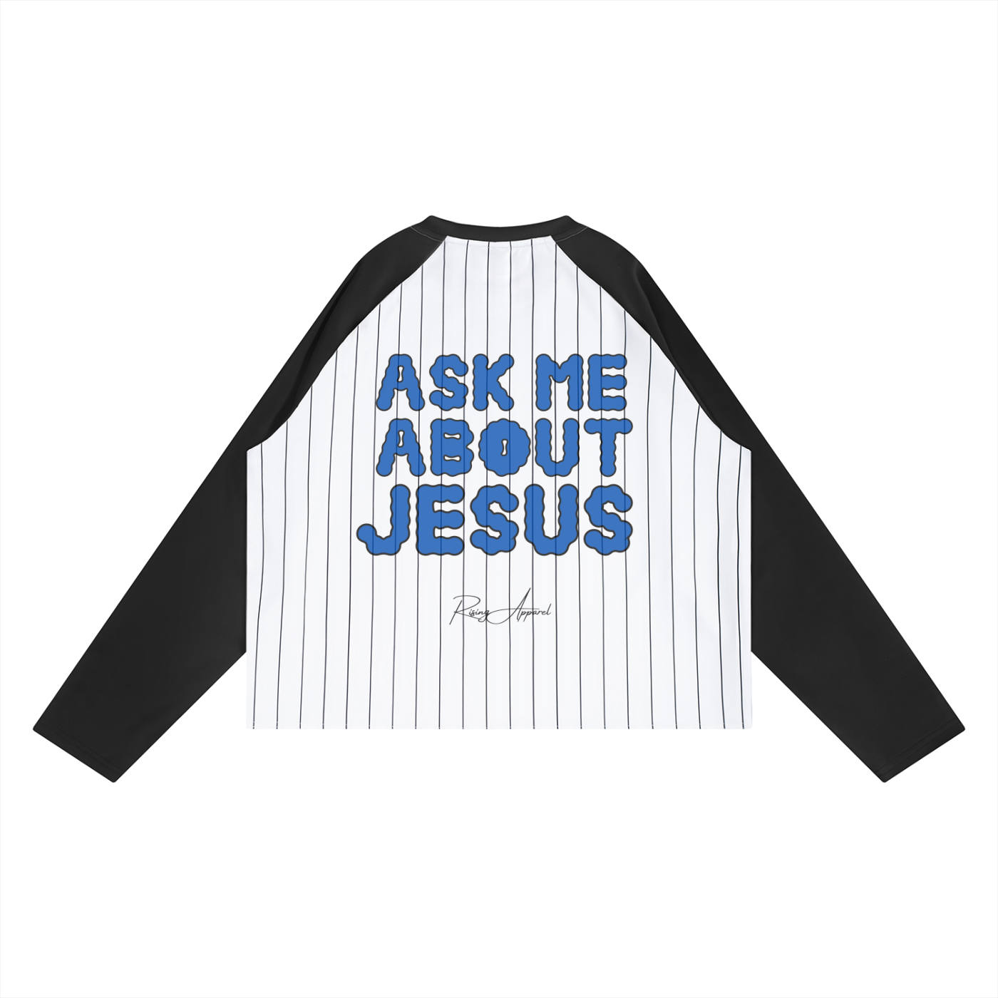 Ask Me About Jesus Cropped Striped L/S Tee