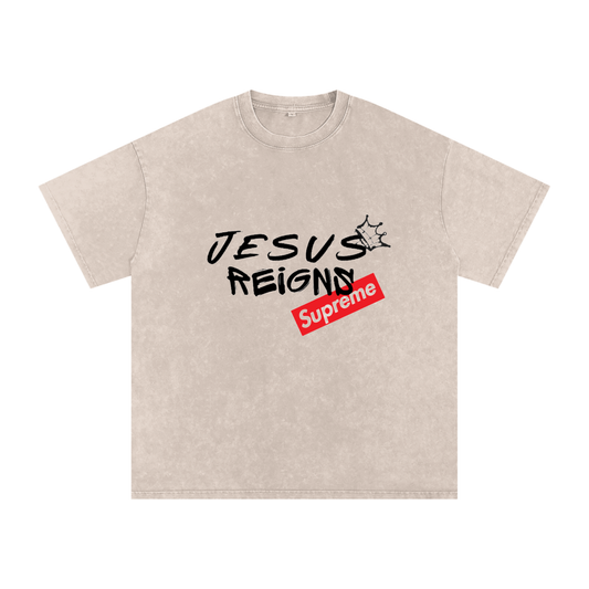 Snow Washed Oversized Cotton T-Shirt