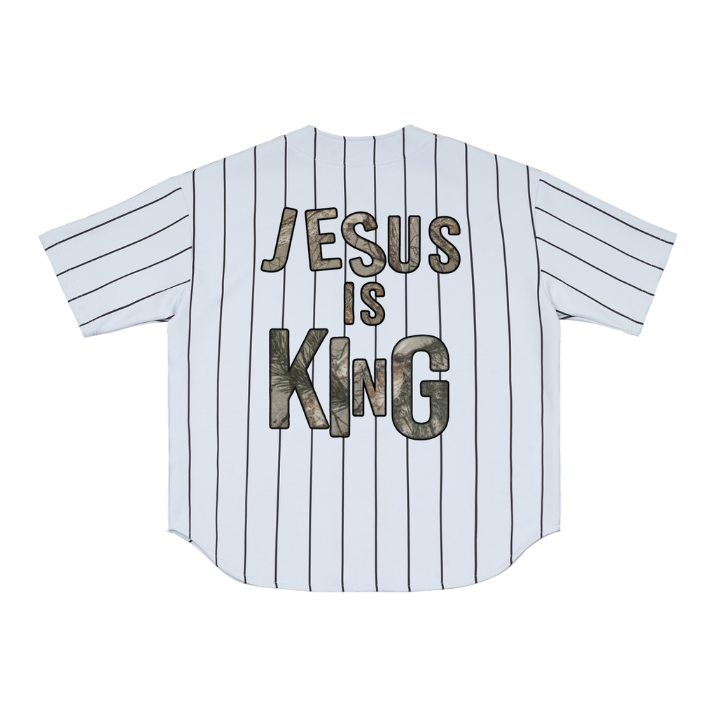 Jesus Is King Pinstripe Baseball Jersey