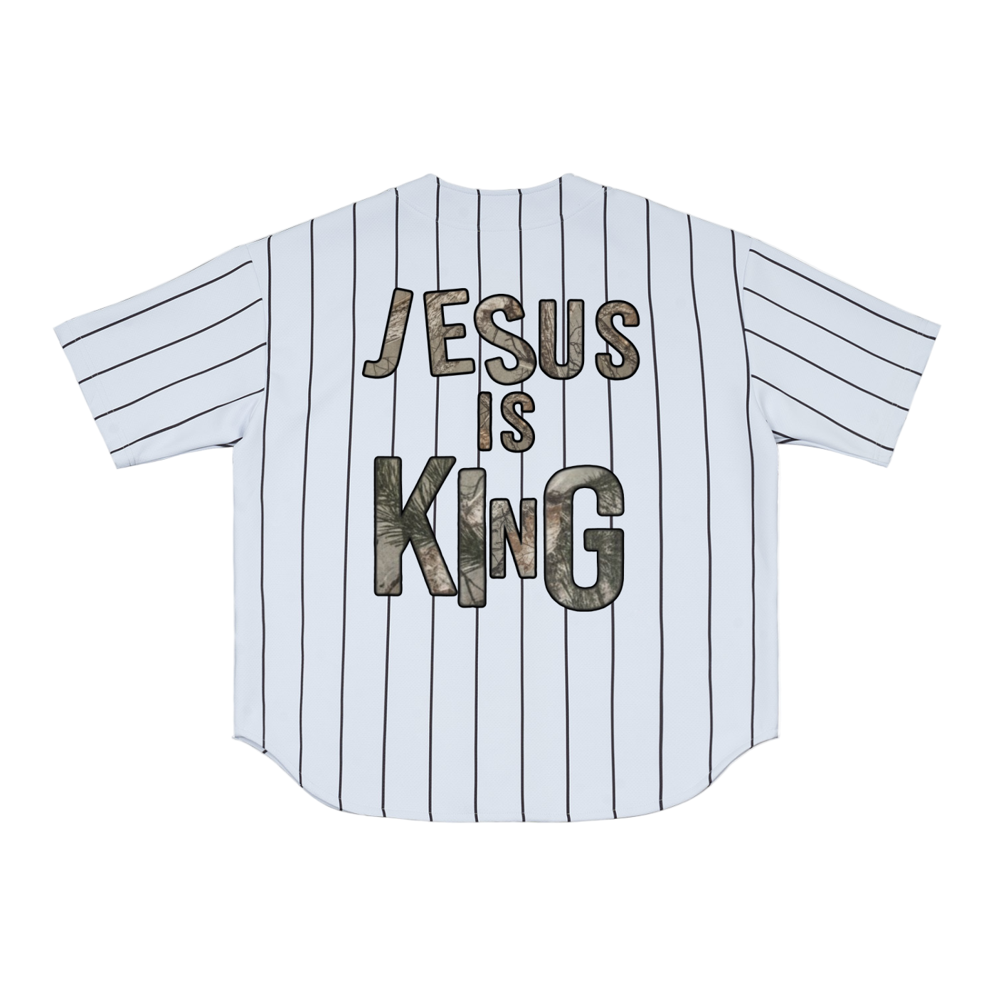 Smiley/ Jesus Is King Pinstripe Baseball Jersey