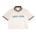 What a God Striped Collar Polo