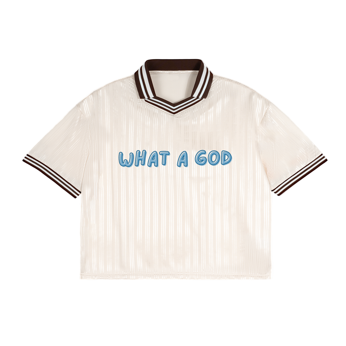 What a God Striped Collar Polo