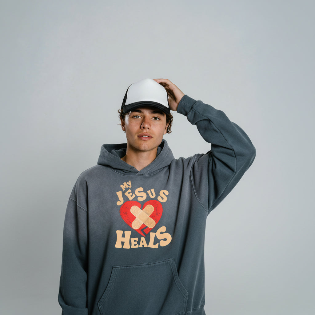 My Jesus Heals Sunfaded Oversized Hoodie