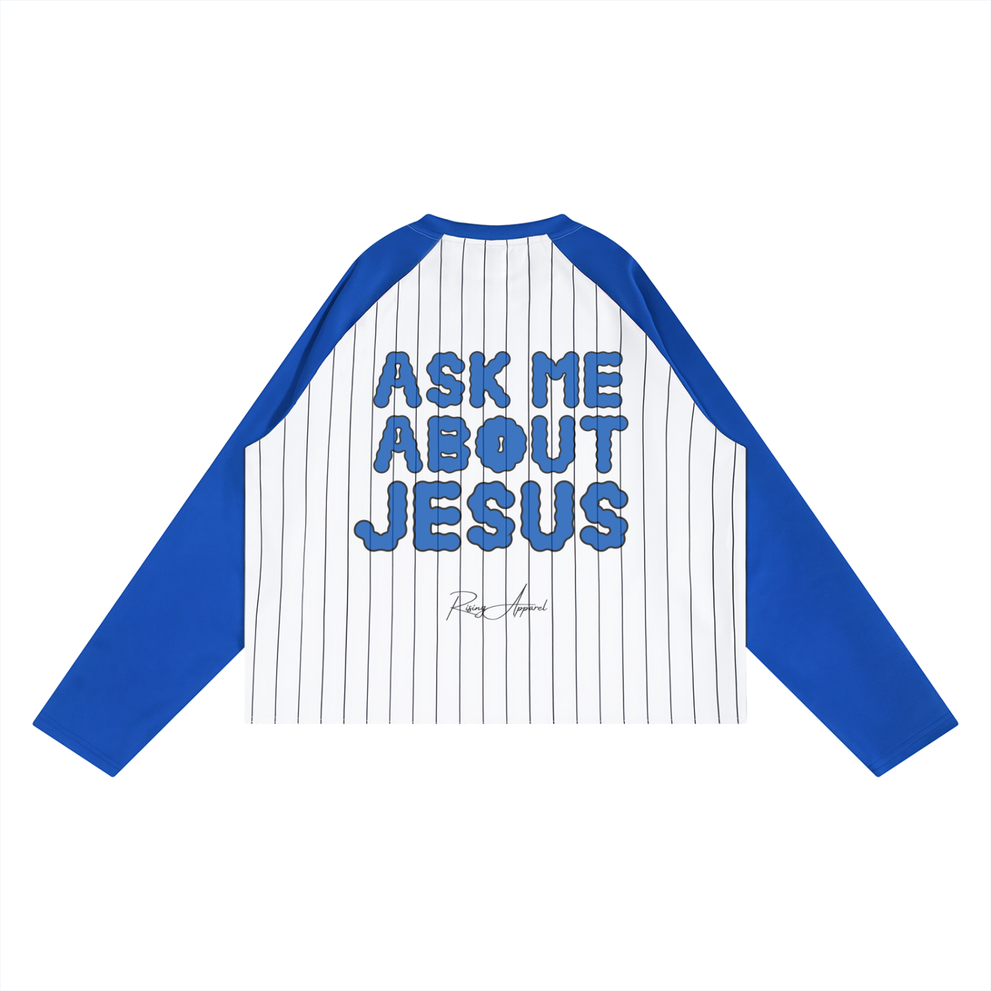 Ask Me About Jesus Cropped Striped L/S Tee