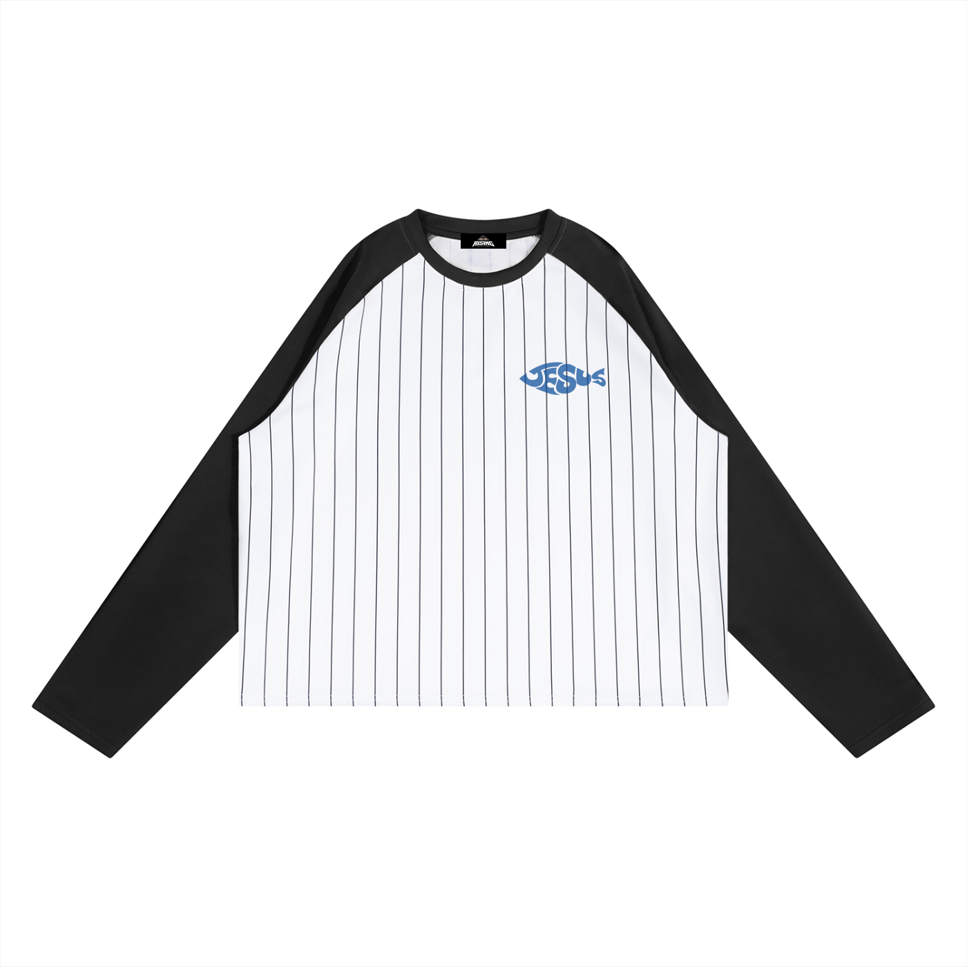 Ask Me About Jesus Cropped Striped L/S Tee