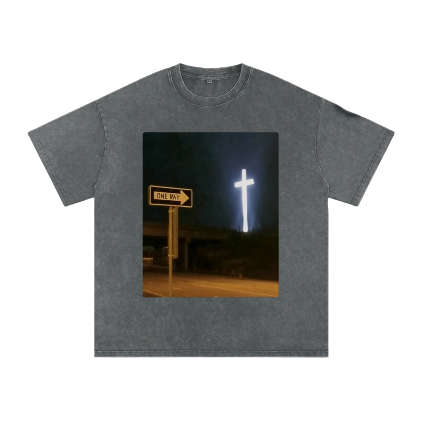 One Way Graphic Snow Washed Tee