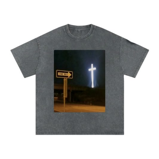 One Way Graphic Snow Washed Tee