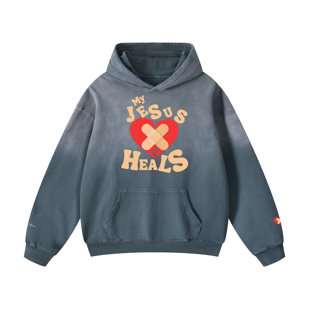 My Jesus Heals Sunfaded Oversized Hoodie
