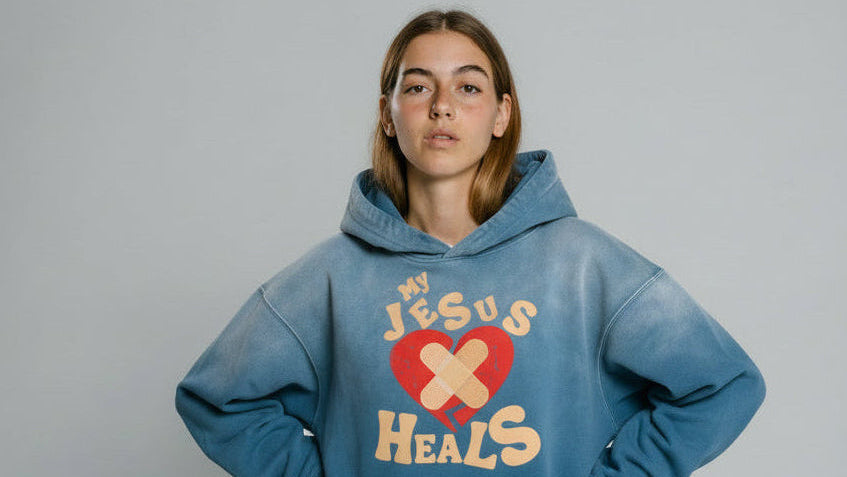 My Jesus Heals Sunfaded Oversized Hoodie