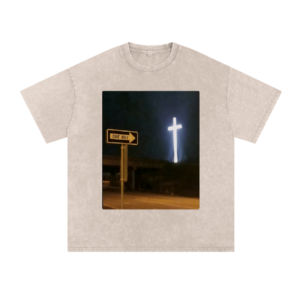 One Way Graphic Snow Washed Tee