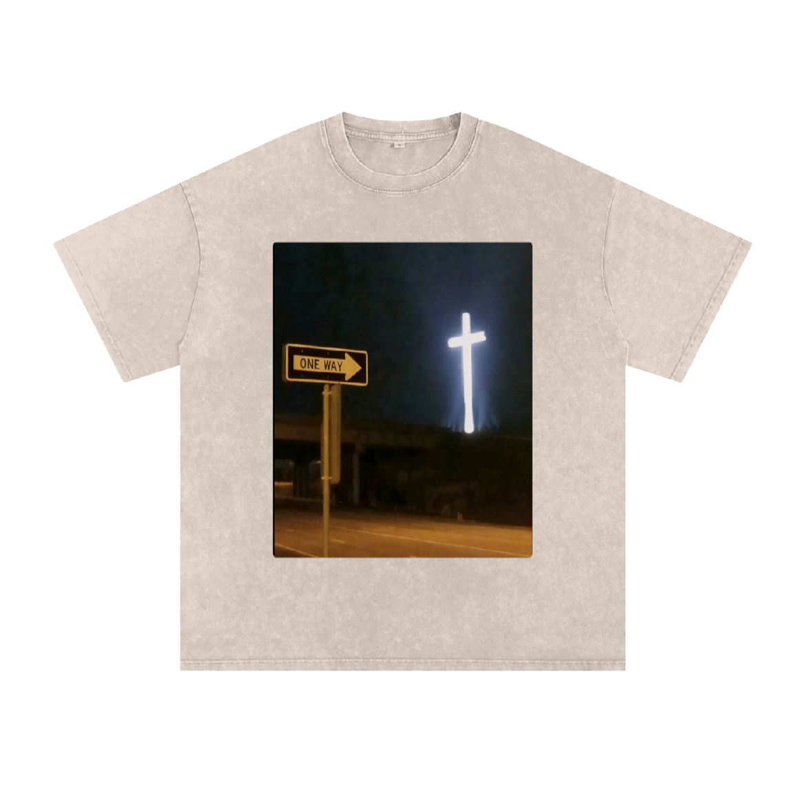 One Way Graphic Snow Washed Tee