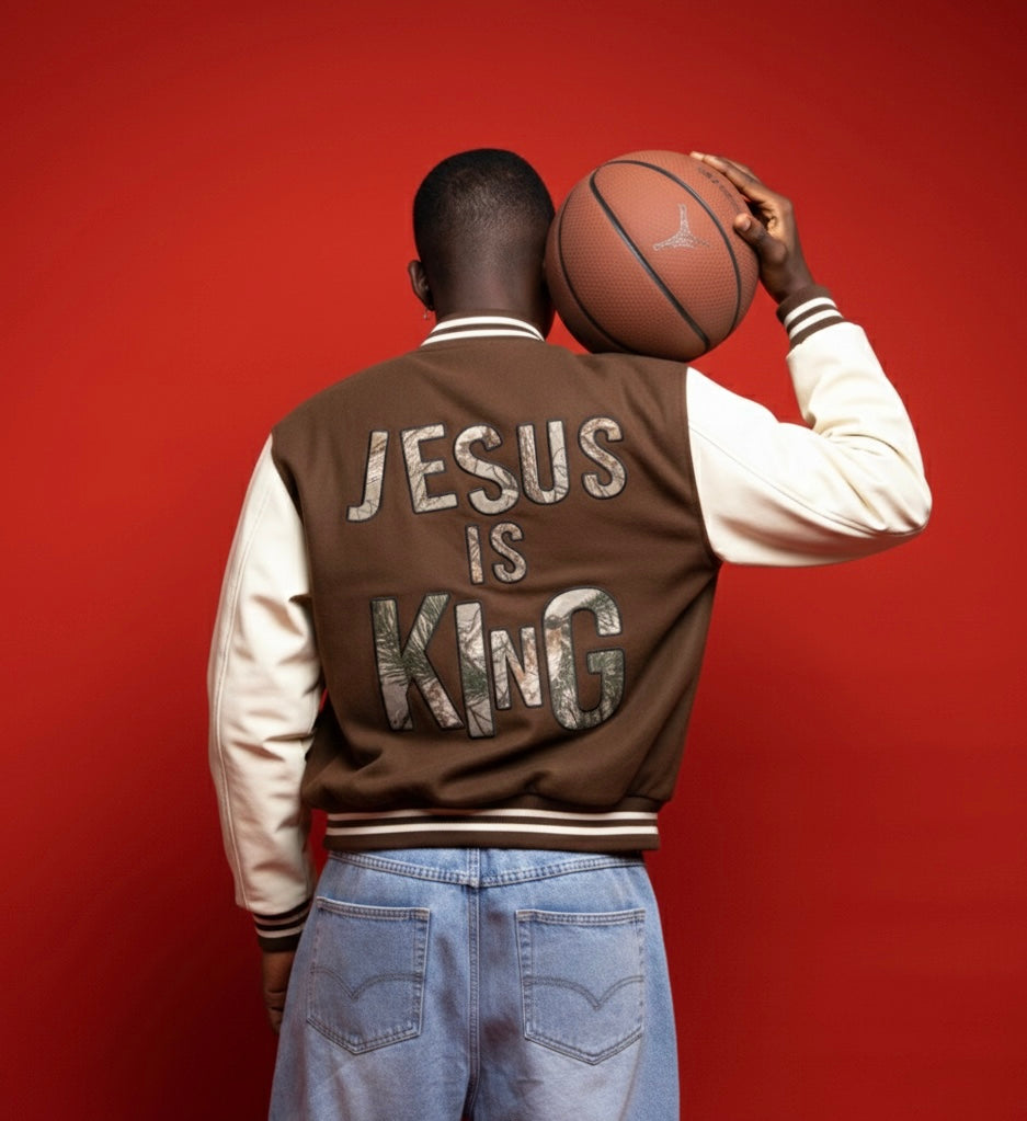 Jesus Is King Fleeced Varsity Jacket