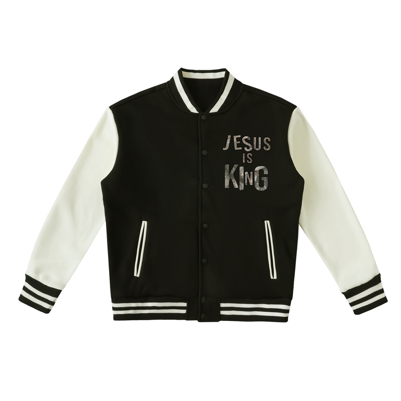 Jesus Is King Fleeced Varsity Jacket