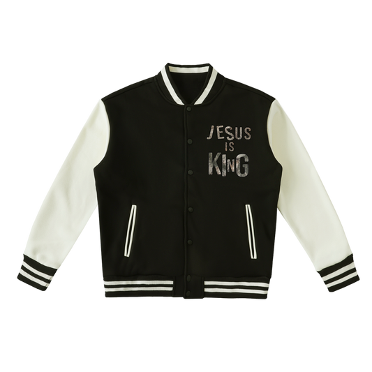 Jesus Is King Fleeced Varsity Jacket - alternate view