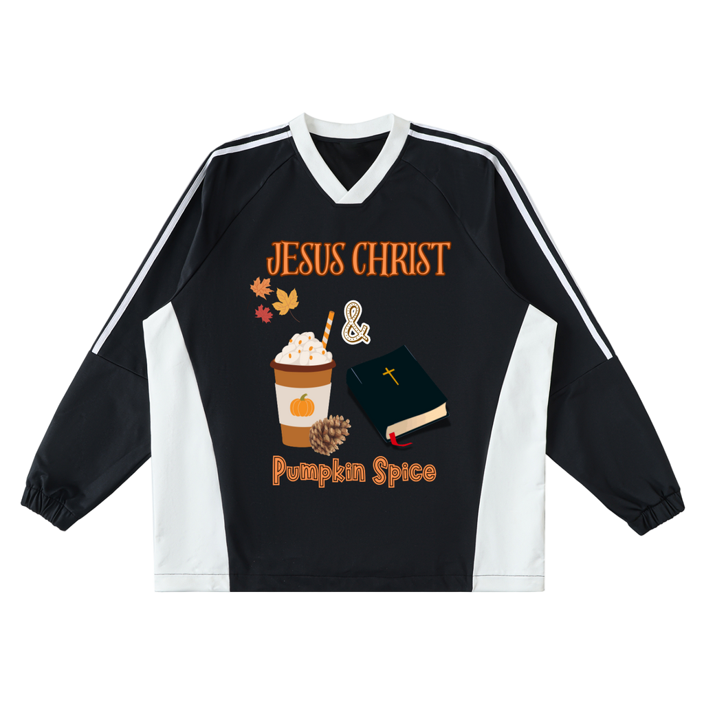 Jesus Christ and Pumpkin Spice Jersey Crew Pullover