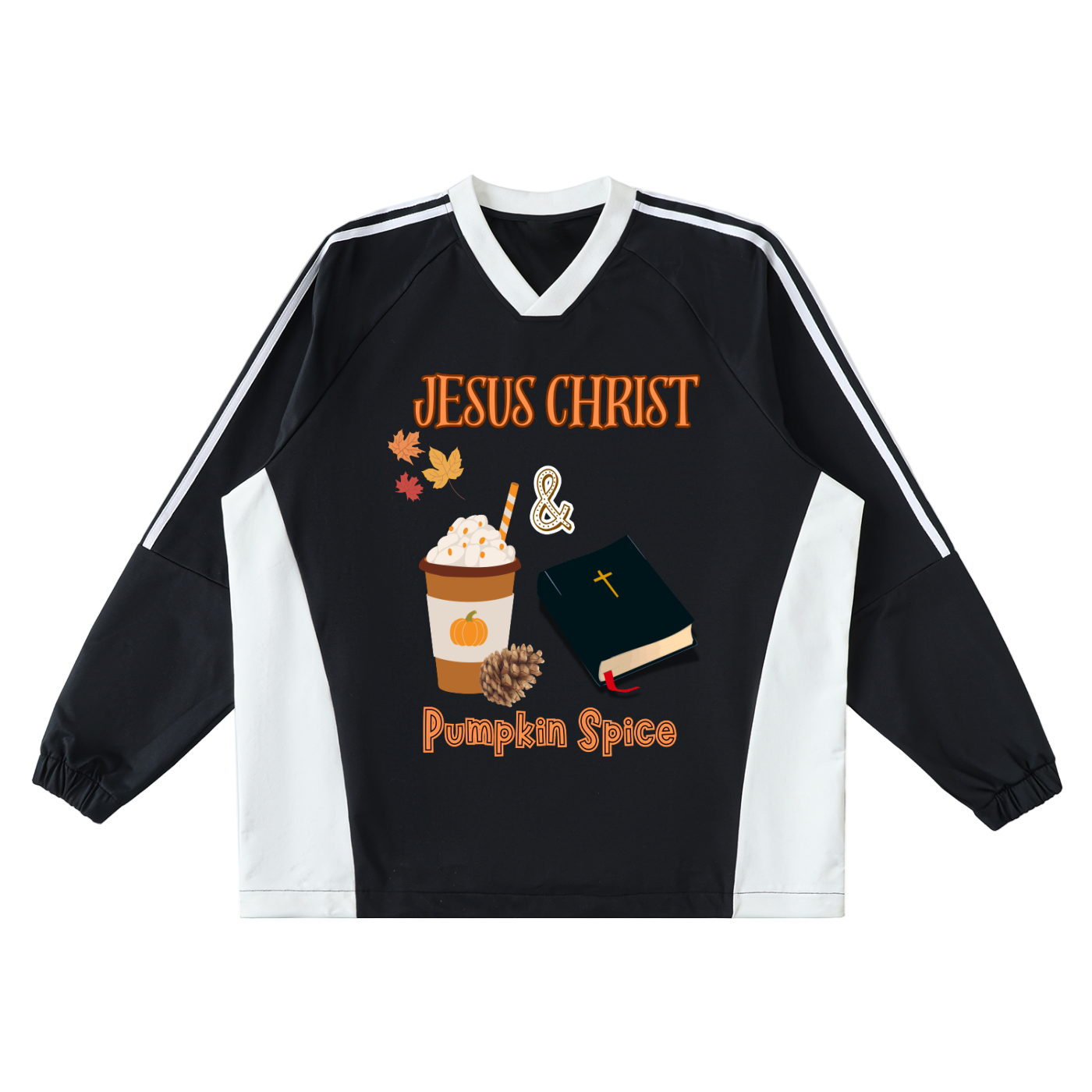 Jesus Christ and Pumpkin Spice Jersey Crew Pullover