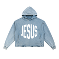 JESUS Frayed Semi-Cropped Hoodie