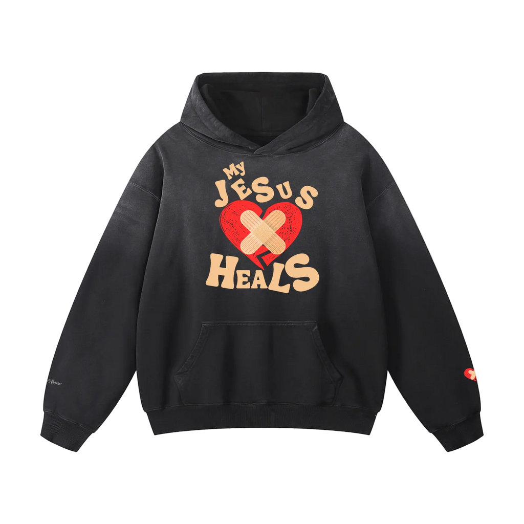 My Jesus Heals Sunfaded Oversized Hoodie