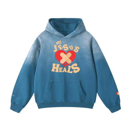 My Jesus Heals Sunfaded Oversized Hoodie