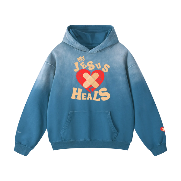 My Jesus Heals Sunfaded Oversized Hoodie
