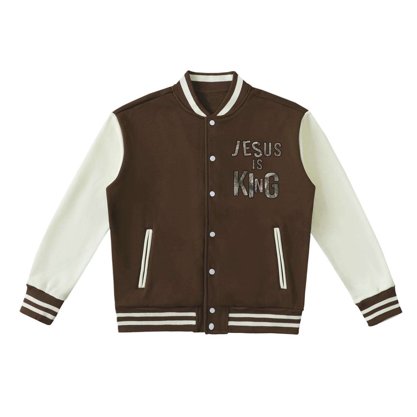 Jesus Is King Fleeced Varsity Jacket