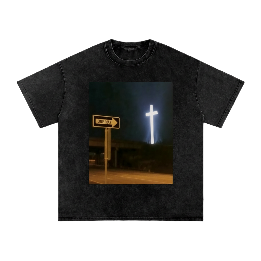 One Way Graphic Snow Washed Tee